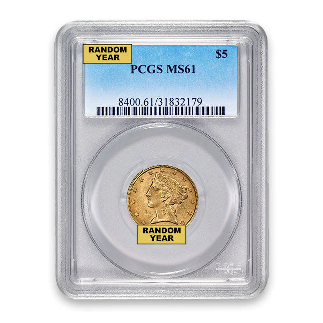 $5 Gold Liberty Half Eagle PCGS MS61